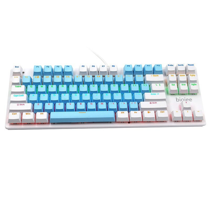 BIOJEE B87 wholesale Pink and white mechanical keyboard 87-key mini LED backlight wired mechanical keyboard for desktop laptop