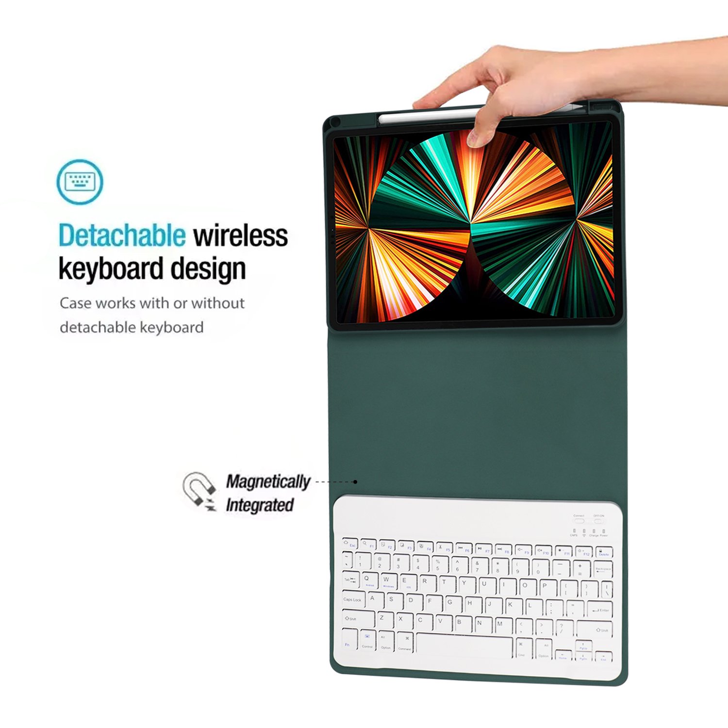 Detachable Wireless Keyboard with Magnetic Protective Cover with Pencil Holder for iPad Air 4/5 10.9", Keyboard Case for iPad