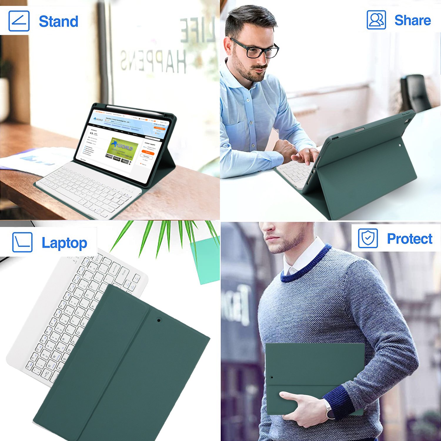 Detachable Wireless Keyboard with Magnetic Protective Cover with Pencil Holder for iPad Air 4/5 10.9", Keyboard Case for iPad