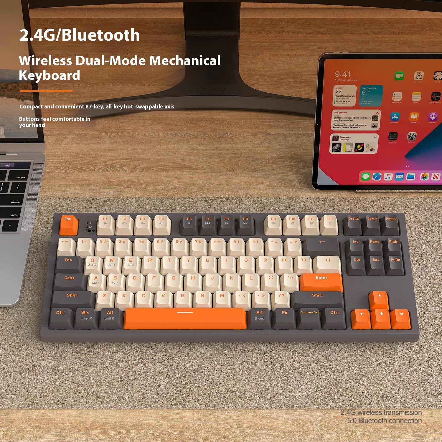 ZIYOULANG M88 RGB Backlit Wired Wireless Mechanical Keyboard Dual-Mode Gaming Keyboards Hotswap Red Switch USB English Support