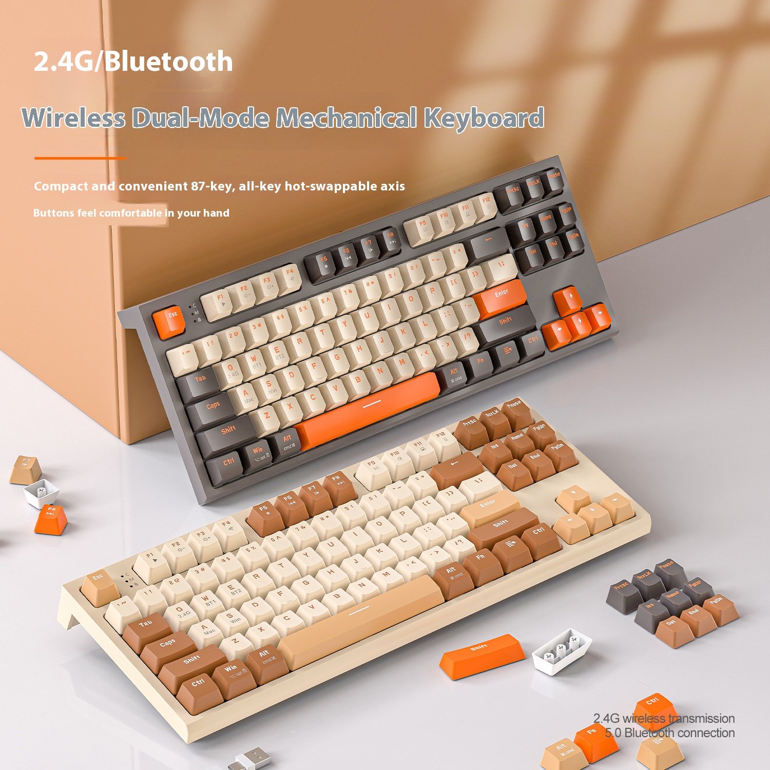 ZIYOULANG M88 RGB Backlit Wired Wireless Mechanical Keyboard Dual-Mode Gaming Keyboards Hotswap Red Switch USB English Support