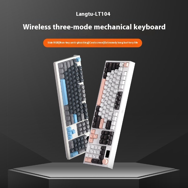 Langtu LT104 Wireless Bluetooth Gaming Mechanical Keyboard Customized three-mode wired blue switch high-value keyboard
