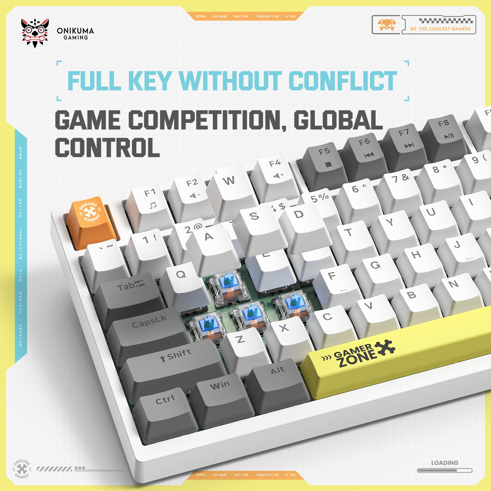 ONIKUMA G58 82 Keys Wired Keyboard Mechanical Gaming Keyboard Professional Ergonomic Computer RGB Hot-Swappable Keyboard