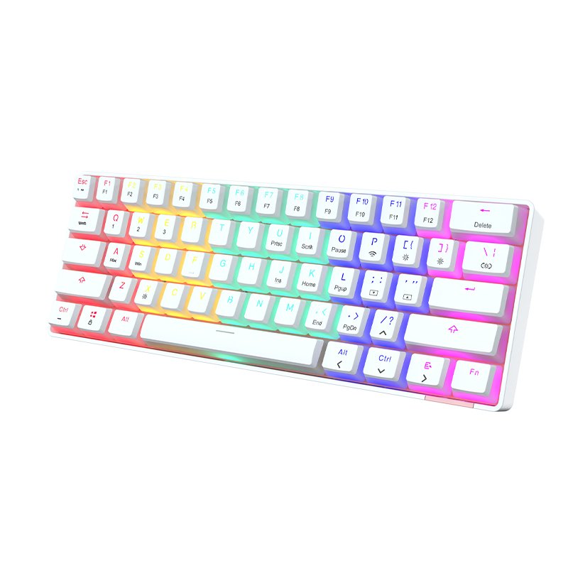 AJAZZ STK61 Wireless keybopard Jelly Pudding keycaps Rainbow PBT Two-color blue switch Wired Mechanical Keyboard