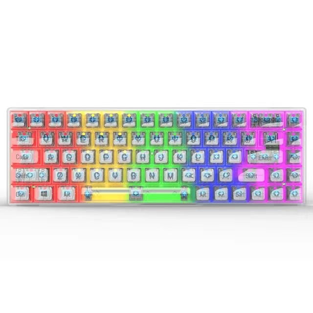 Factory K60 Transparent Keycaps RGB Multi-colors Wired 68 Keys 60 Percent Keyboard Gaming Mechanical Keyboard