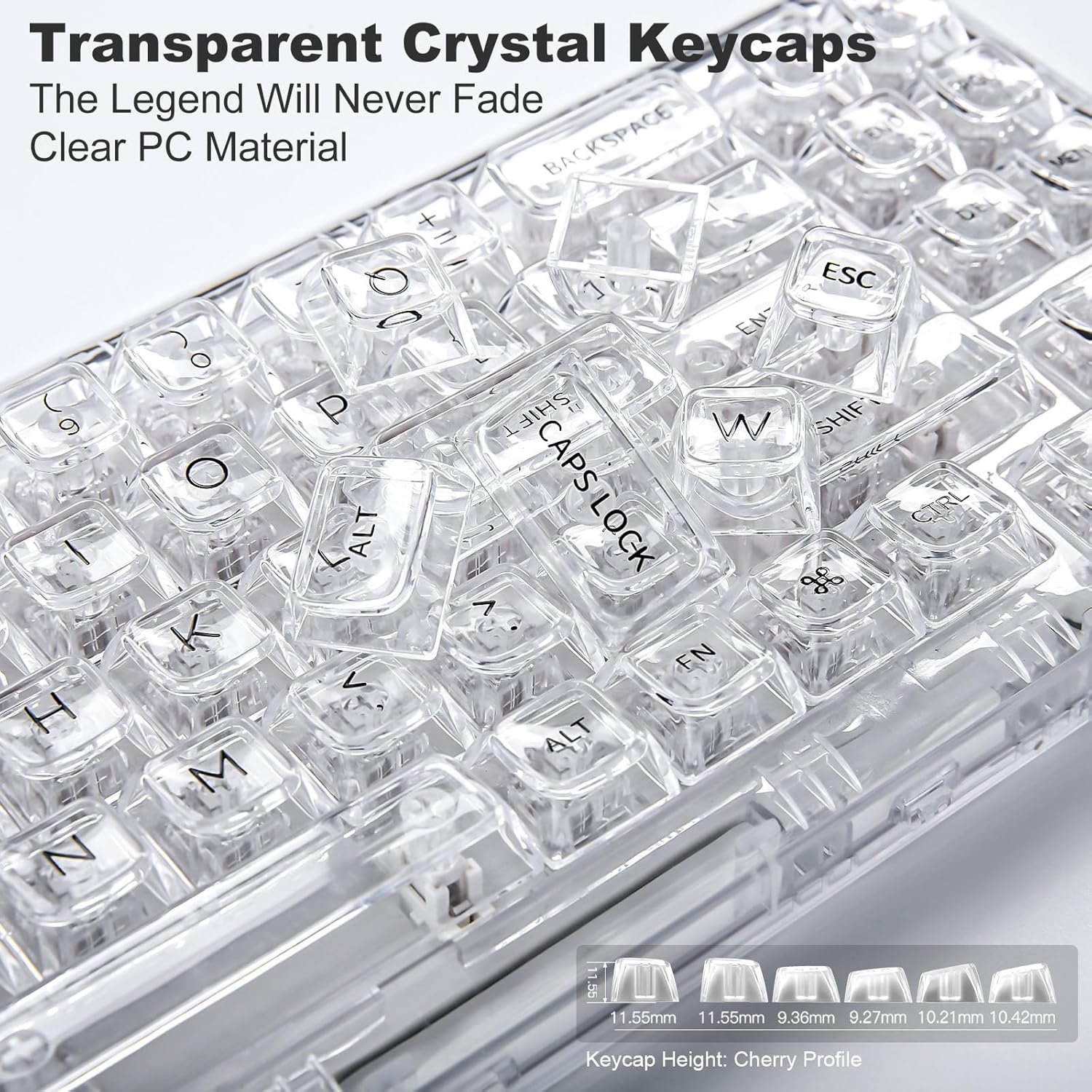 YUNZII X71 68% Layout Transparent Mechanical Keyboard Hot-Swap RGB Tri-mode Gaming Keyboard with Clear Keycaps