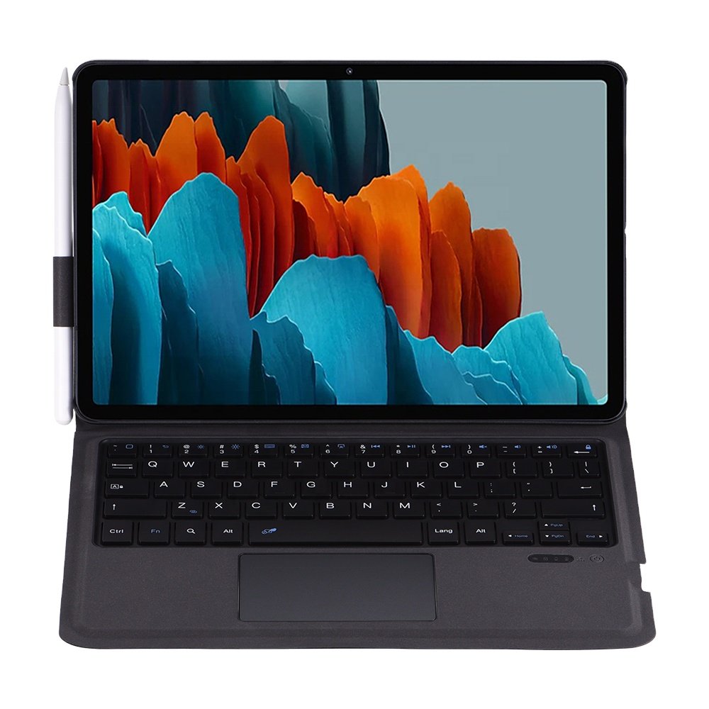 Korean New Hot Sale Fashion Pu Leather Cover Pen Slot BT Detachable Laser Language for Samsung Galaxy Tab S7 Case with Keyboard