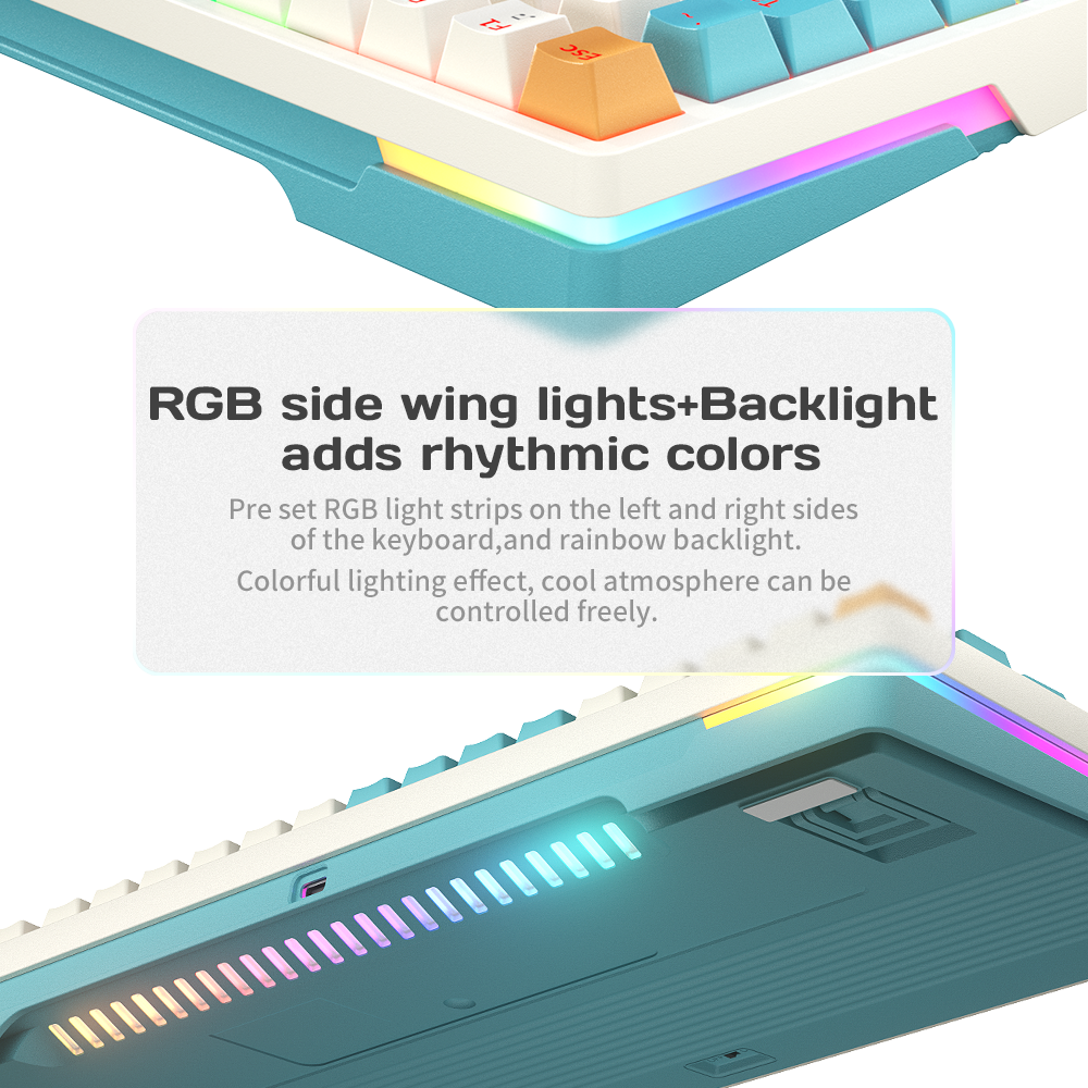 ZA87 80 percent keyboard Hot Swappable exchangeable Yellow Axis Mini RGB Gaming 87 key Mechanical Keyboard For Desktop tablet