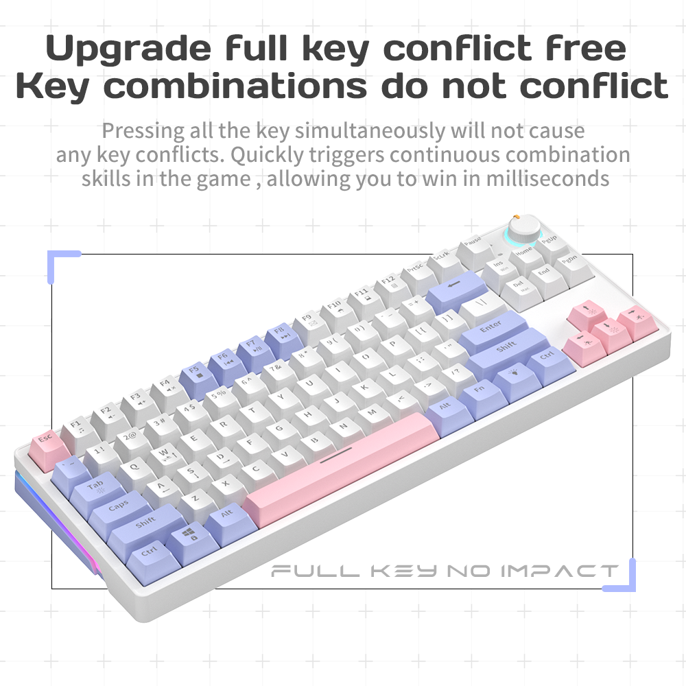ZA87 80 percent keyboard Hot Swappable exchangeable Yellow Axis Mini RGB Gaming 87 key Mechanical Keyboard For Desktop tablet