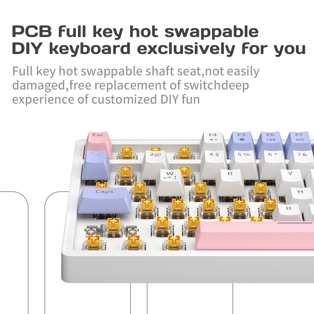 ZA87 80 percent keyboard Hot Swappable exchangeable Yellow Axis Mini RGB Gaming 87 key Mechanical Keyboard For Desktop tablet