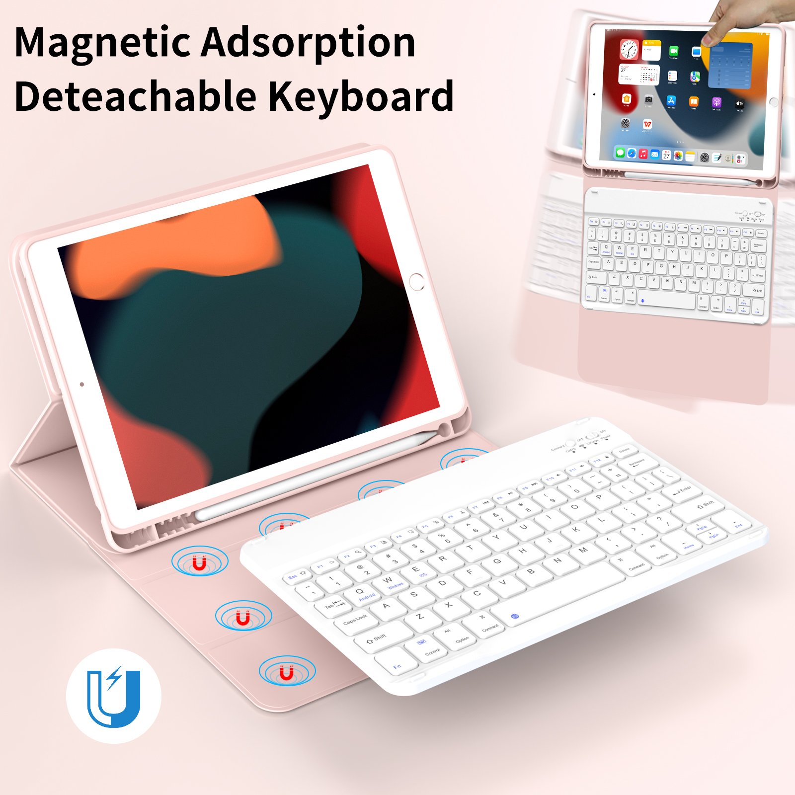 Kenke New Design Keyboard Magnetic Case IPad 10.2 Inch with Pencil Slot Accept ODM/OEM Stylish Tablet Cover for IPad 7th 8th 9th