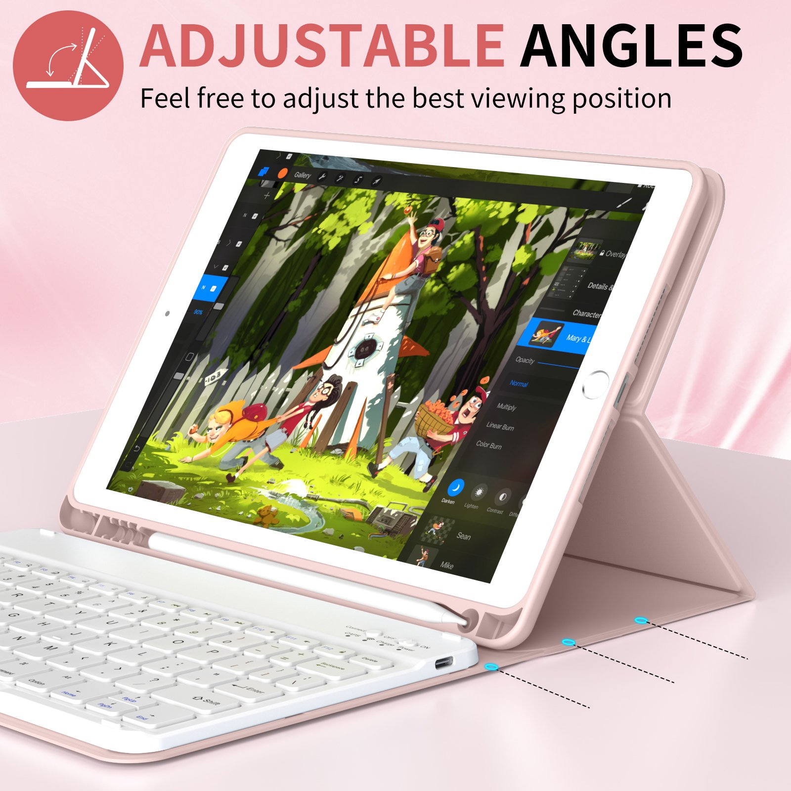 Kenke New Design Keyboard Magnetic Case IPad 10.2 Inch with Pencil Slot Accept ODM/OEM Stylish Tablet Cover for IPad 7th 8th 9th