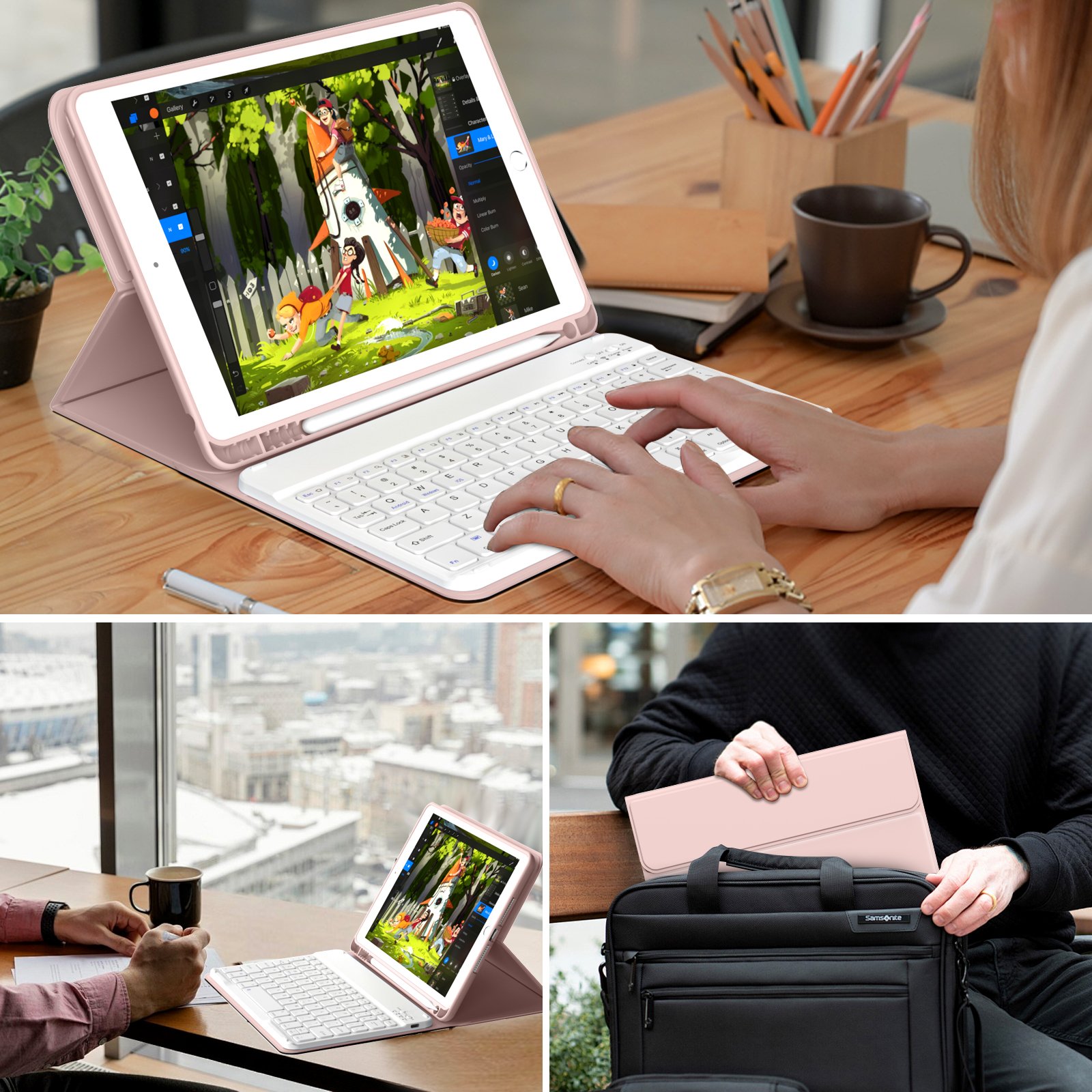 Kenke New Design Keyboard Magnetic Case IPad 10.2 Inch with Pencil Slot Accept ODM/OEM Stylish Tablet Cover for IPad 7th 8th 9th
