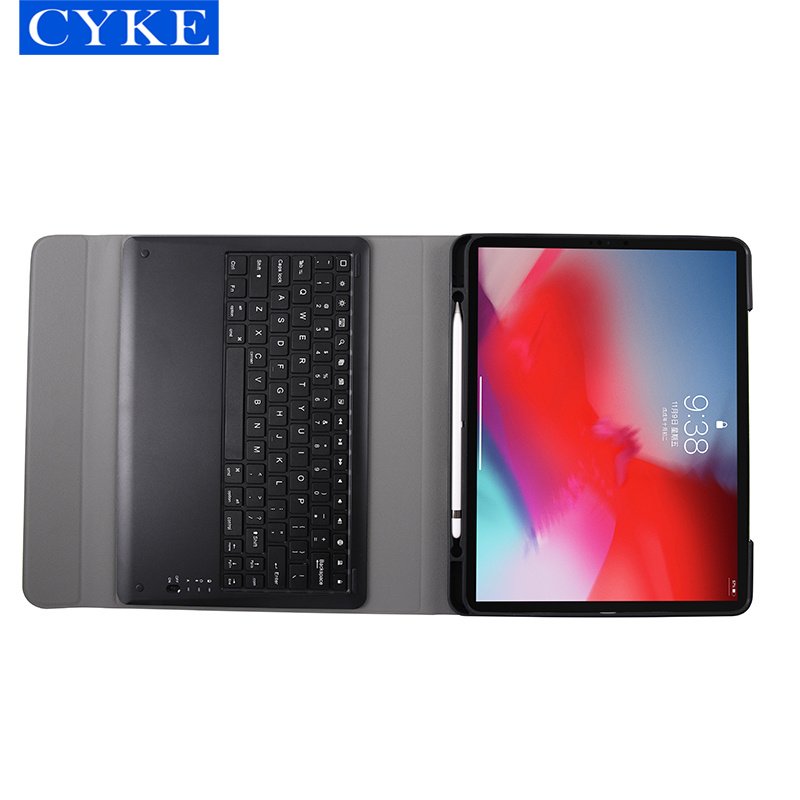 CYKE BT Wireless Keyboard Slim Tablet Case with Pen Holder for Apple Ipad Pro 12.9 2018 2020 2021 Tablet Cover