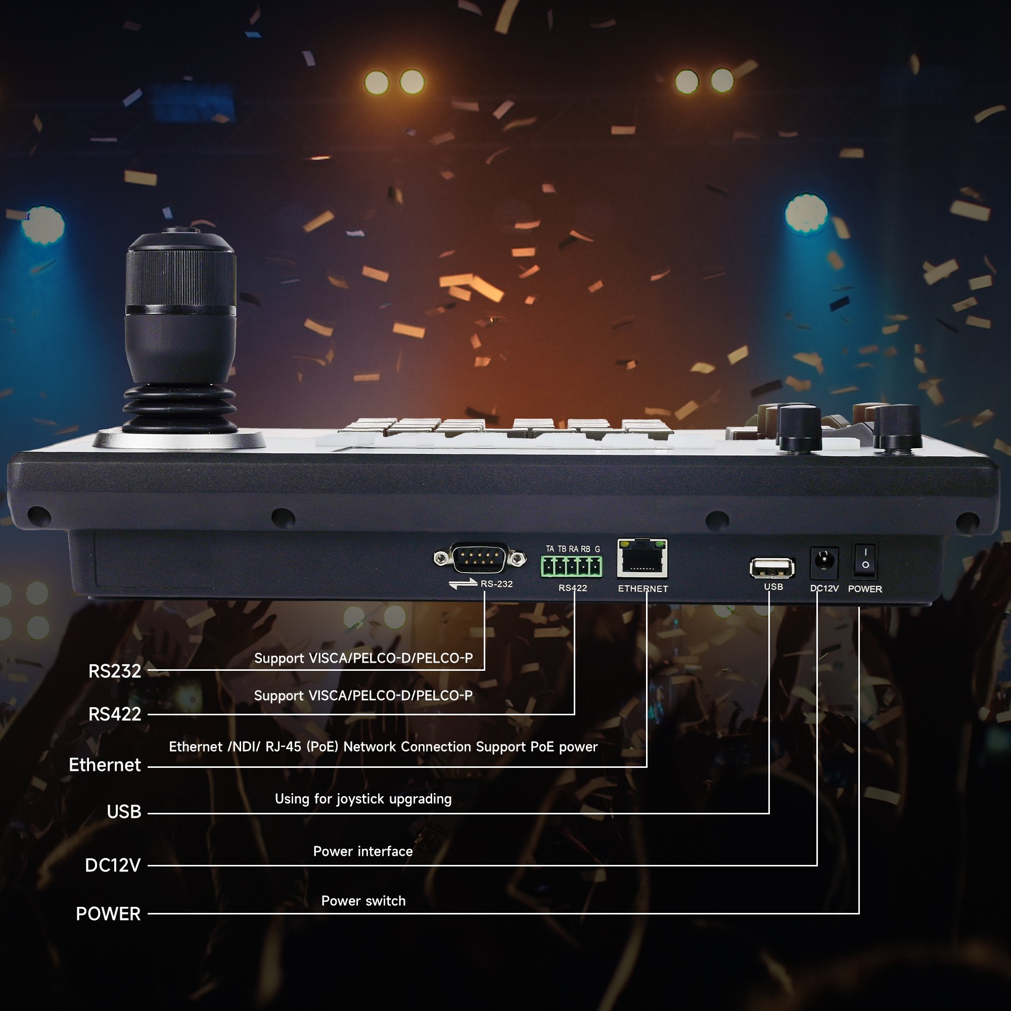 LCD Screen Real Time Monitoring Keyboard Controller Ptz Camera POE 4d Joystick Controller for Live Streaming