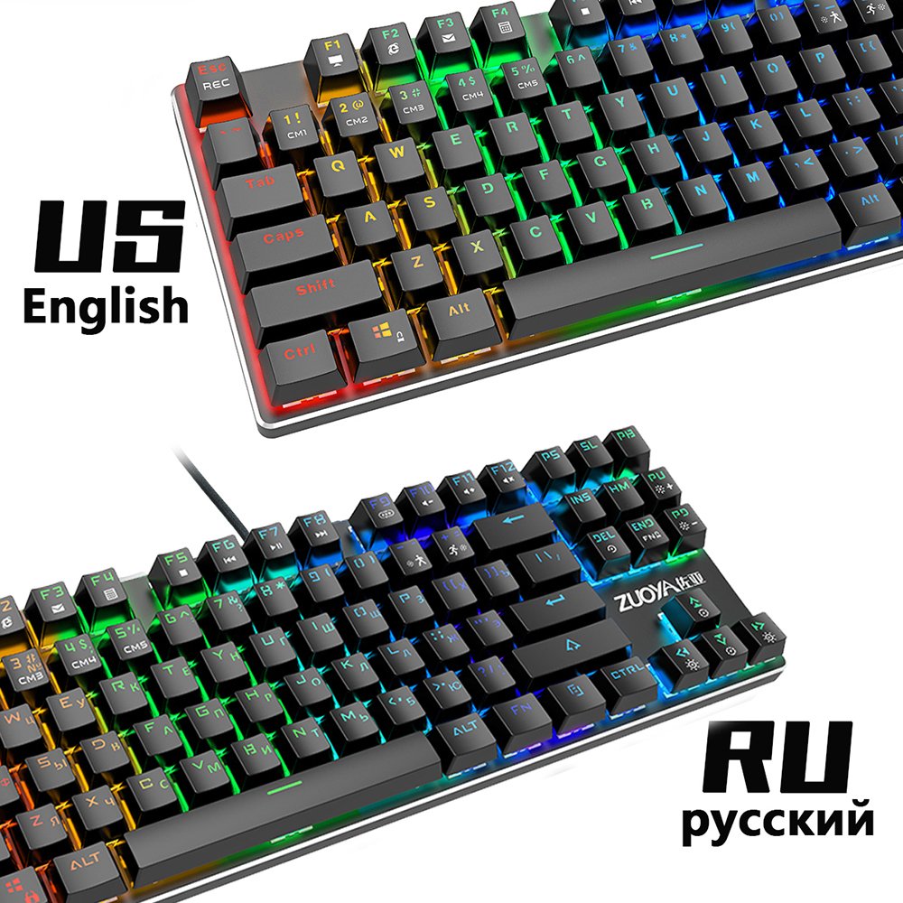 X61 RGB Mix Backlit104 Anti-ghosting Blue Red Switch Wired Gaming Mechanical Keyboard For Game Laptop PC Russian US