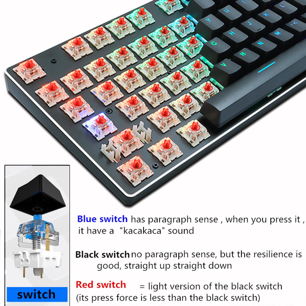 X61 RGB Mix Backlit104 Anti-ghosting Blue Red Switch Wired Gaming Mechanical Keyboard For Game Laptop PC Russian US