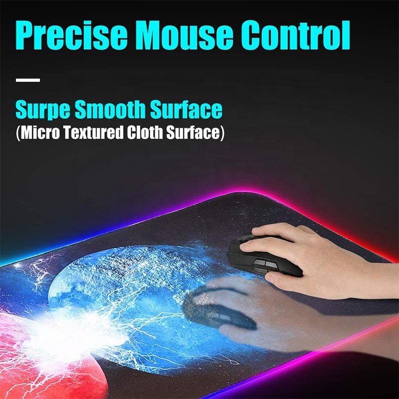 Custom Design Printing Large Xxl Anti Slip Rubber Smooth Cloth Surface RGB LED Keyboard Desk Mouse Pad For Home Office
