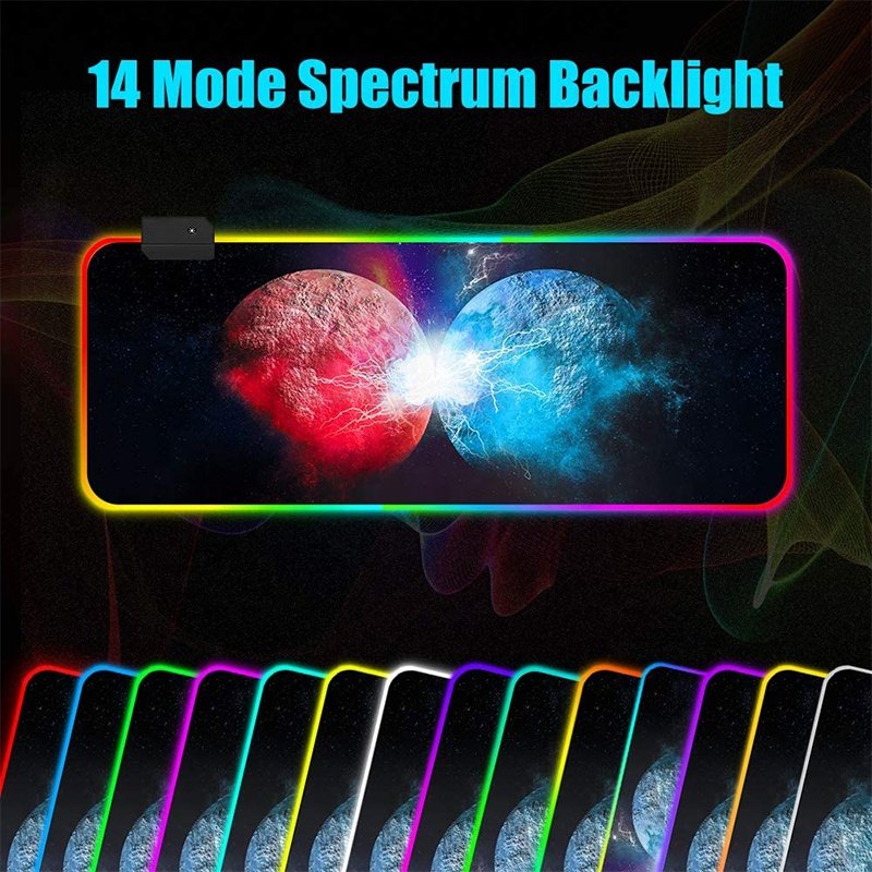 Custom Design Printing Large Xxl Anti Slip Rubber Smooth Cloth Surface RGB LED Keyboard Desk Mouse Pad For Home Office
