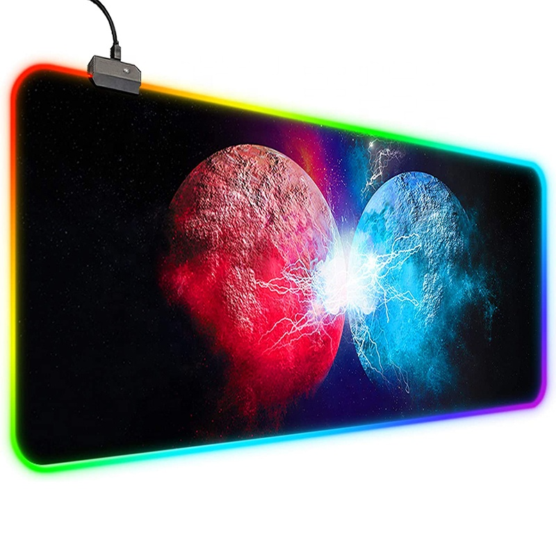 Custom Design Printing Large Xxl Anti Slip Rubber Smooth Cloth Surface RGB LED Keyboard Desk Mouse Pad For Home Office
