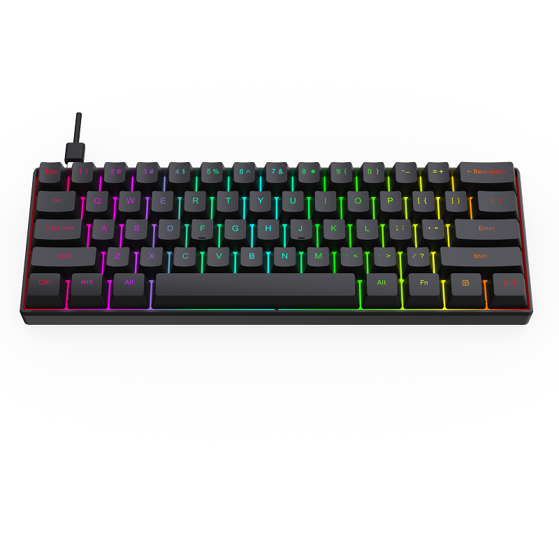 Portable 60% Mechanical Gaming Keyboard LED Backlit Compact 61 Keys Mini Wired Keyboard with Red Switch for Windows Laptop PC