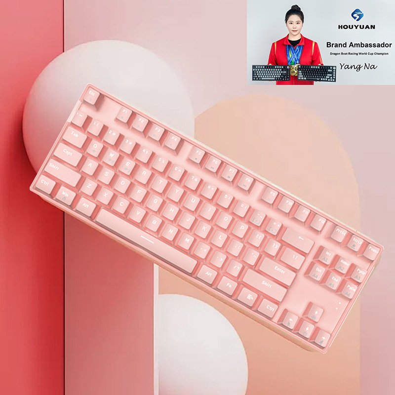 Pink RGB Hot-Swappable Mechanical Gaming Keyboard 87 Keys Mechanical Keyboard 2.4Ghz/BT5.1/USB-C Connection