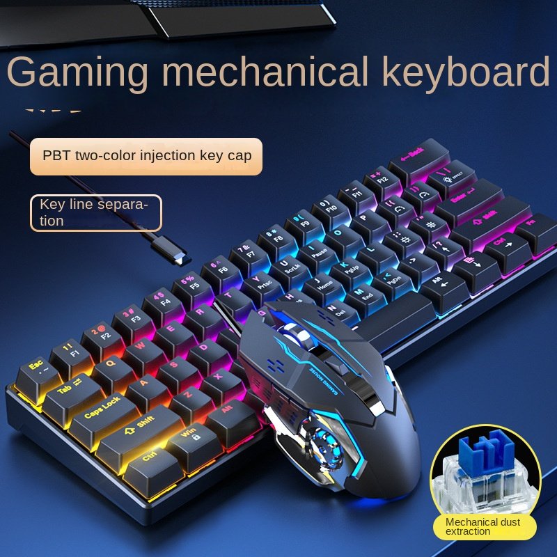 Black USB Interface Backlit LED Keyboard Mouse Combo Wired Mechanical Office Home Gamer Wired USB Interface LED Desktop Use