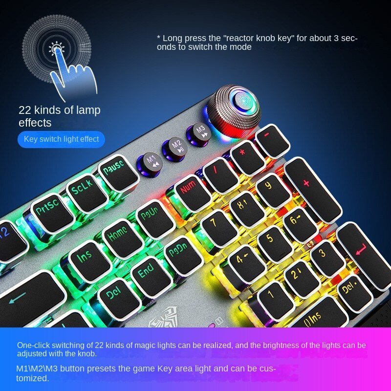 F2088 Mechanical Gaming keyboard Anti-ghosting 104 Plating Blue Switch Wired Mixed Backlit keyboard for Game Laptop PC