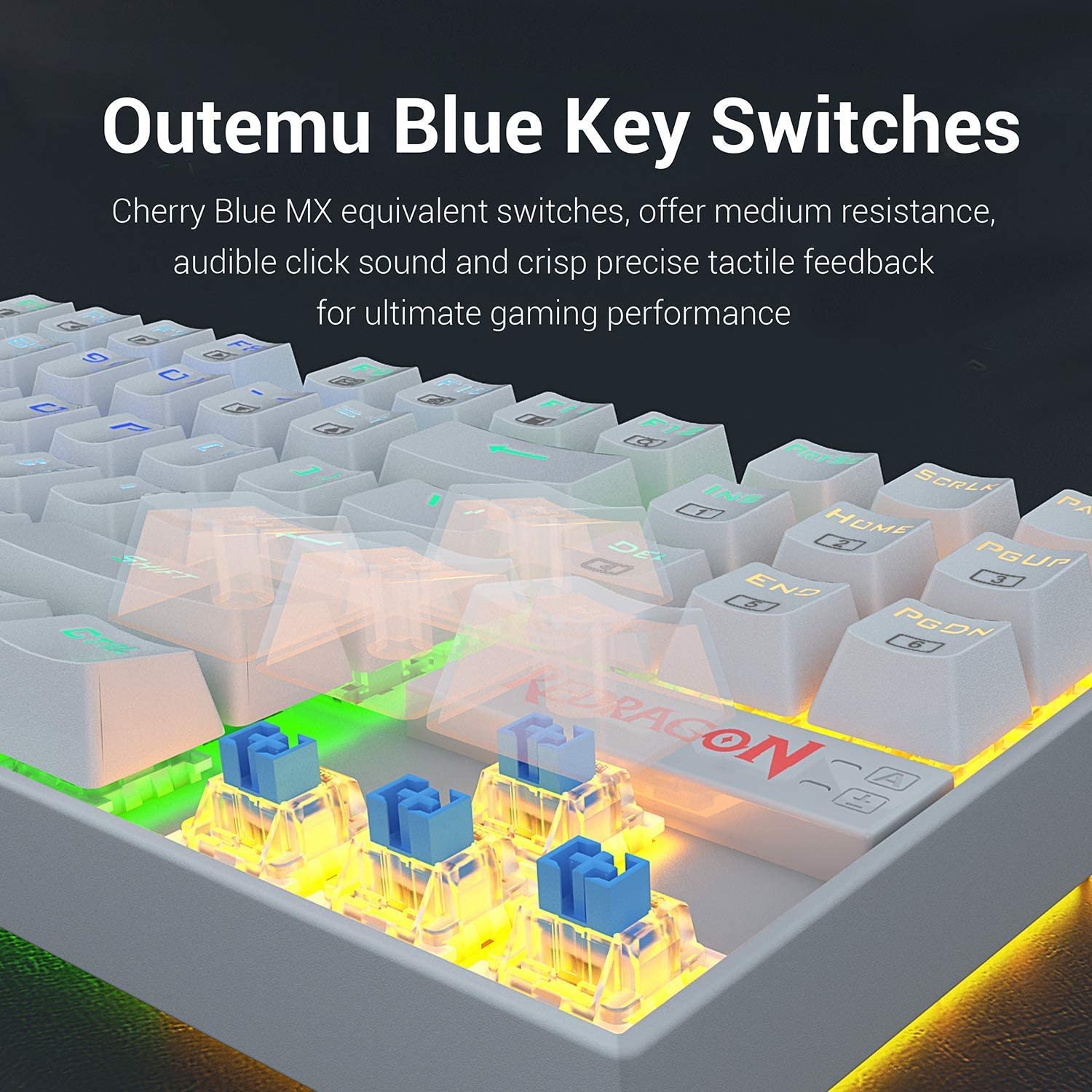 K552 Mechanical Gaming Keyboard 60% Compact 87 Key Kumara Wired Cherry MX Blue Switches Equivalent for Windows PC Gamer