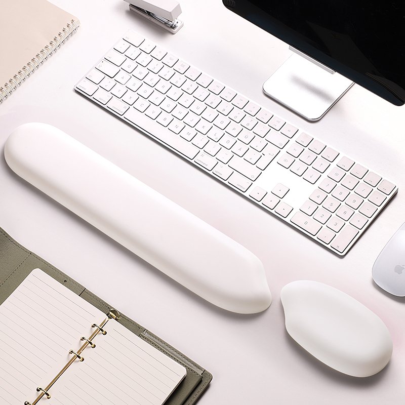 Manufacturer Original Blue and white Rice Shape Silica Gel Pad Pu Leather Covered Wrist Pad for Keyboard&Mouse