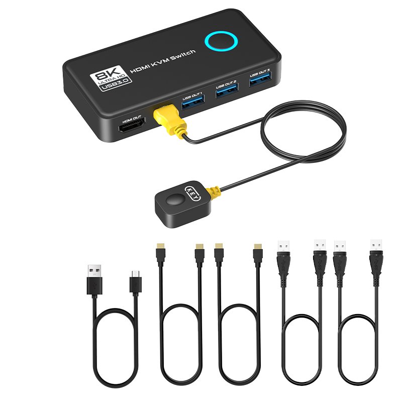 FJGEAR FJ-8K302S New Arrivals HD 2 Port 8K 7680*4320/60Hz SBS3.0 Hdmi Kvm Switch With Power Supply Port Factory Price