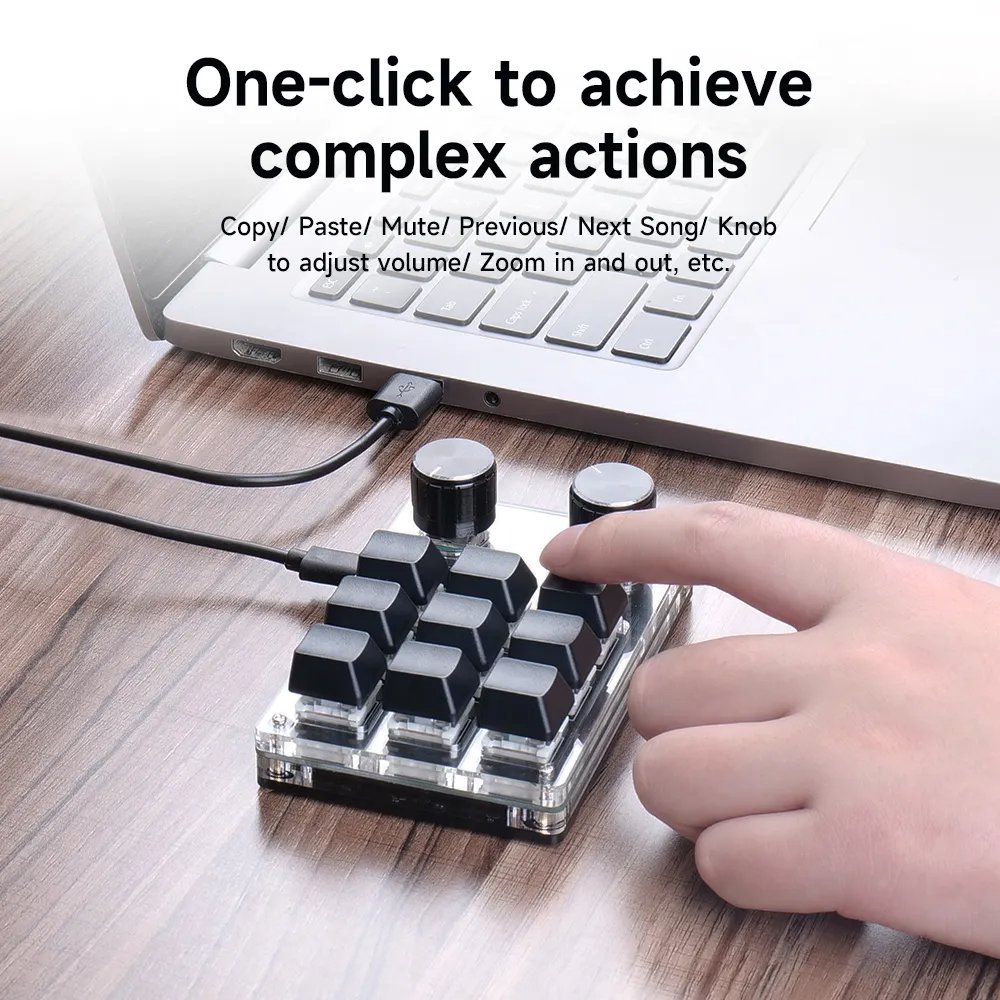 Wired / Wireless USB Custom Mechanical Keyboard with Knob Volume Button Knob Programming Macro Gaming Hotswap Keypad