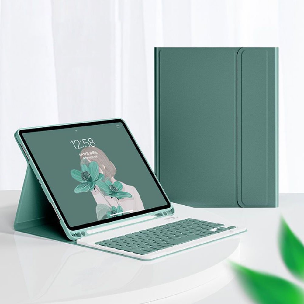 12.4 inch Wireless Keyboard PU Leather Cover for Samsung Galaxy Tab S7 FE S7 Plus S8 Plus Tablet Keyboard Case