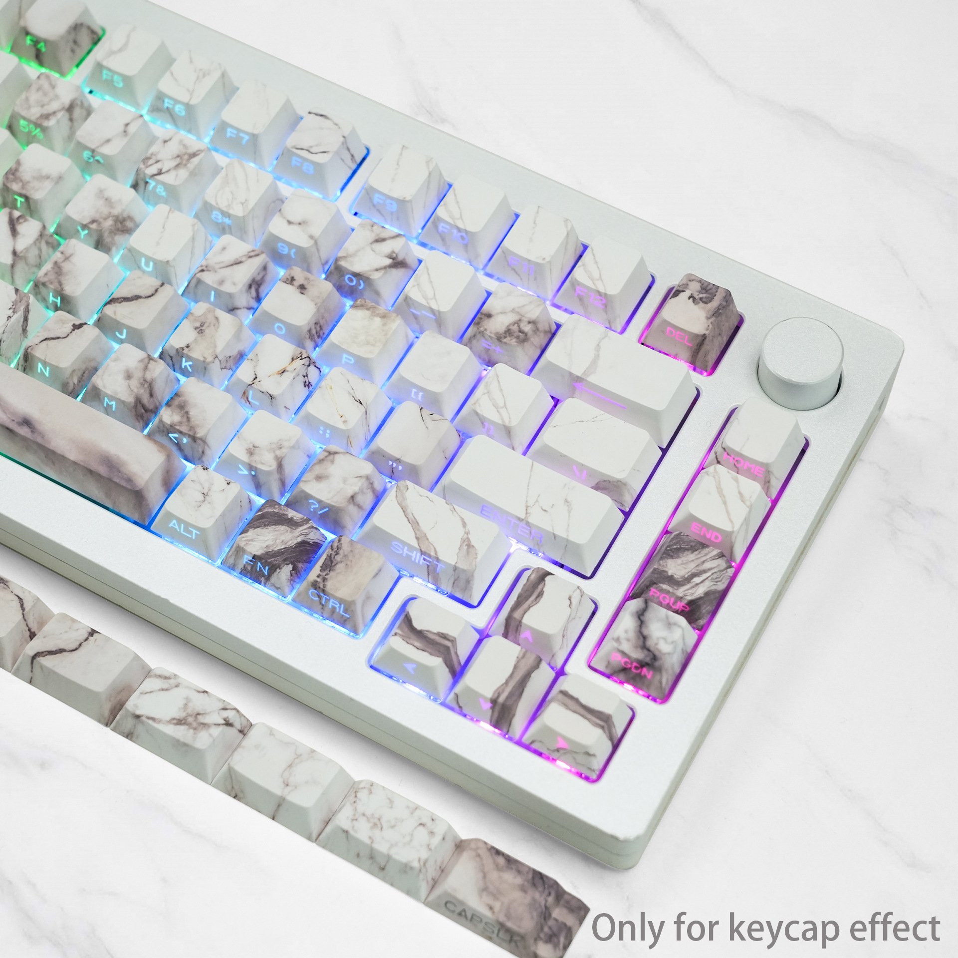 XVX Womier Marble Keycaps White Black Side-printed RGB shine through PBT factory keycap for Mechanical keyboards Customs