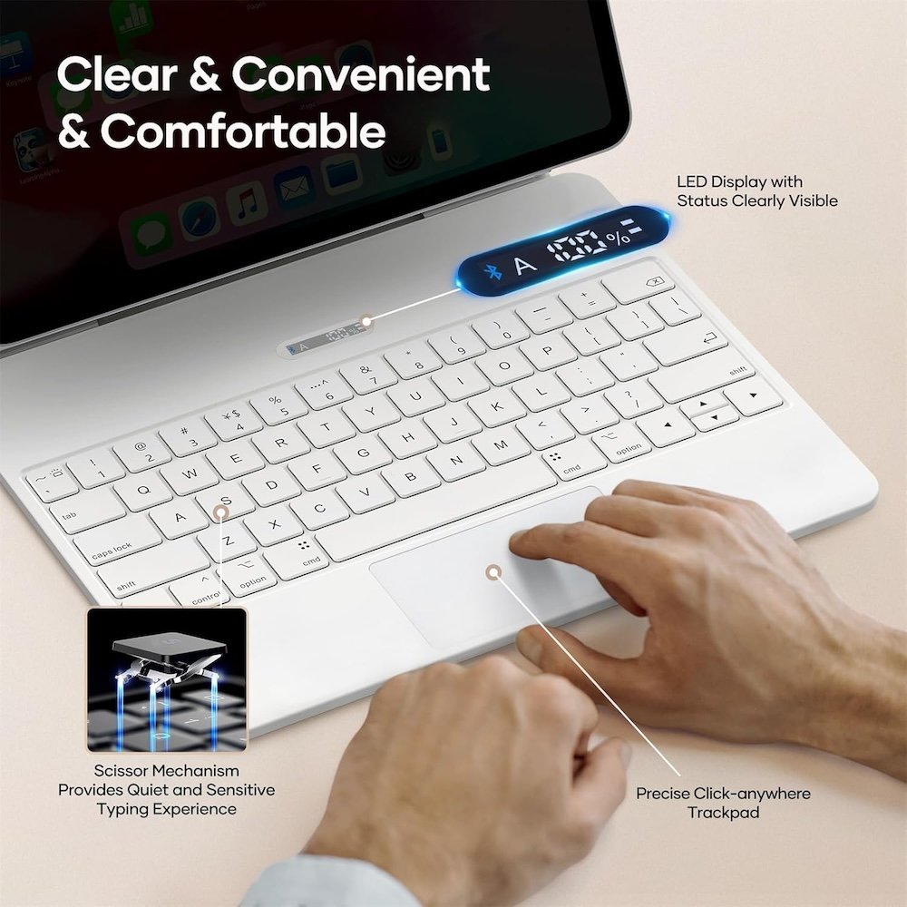 Protective Tablet Keyboard Cover IPX7 Waterproof Tablet Wireless Backlight Magic Keyboard Case for ipad 12.9" Inch