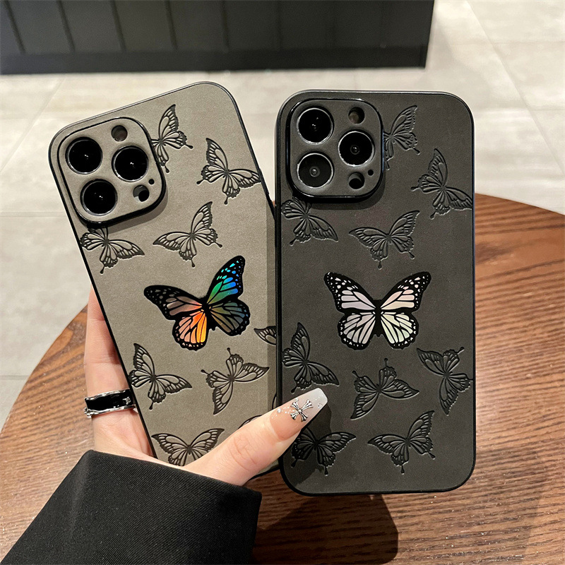 Butterfly Pattern PU Leather Phone Case For Iphone 11 12 13 14 15 Lens Protect Phone cover For Iphone 6/7/8/xr/xs