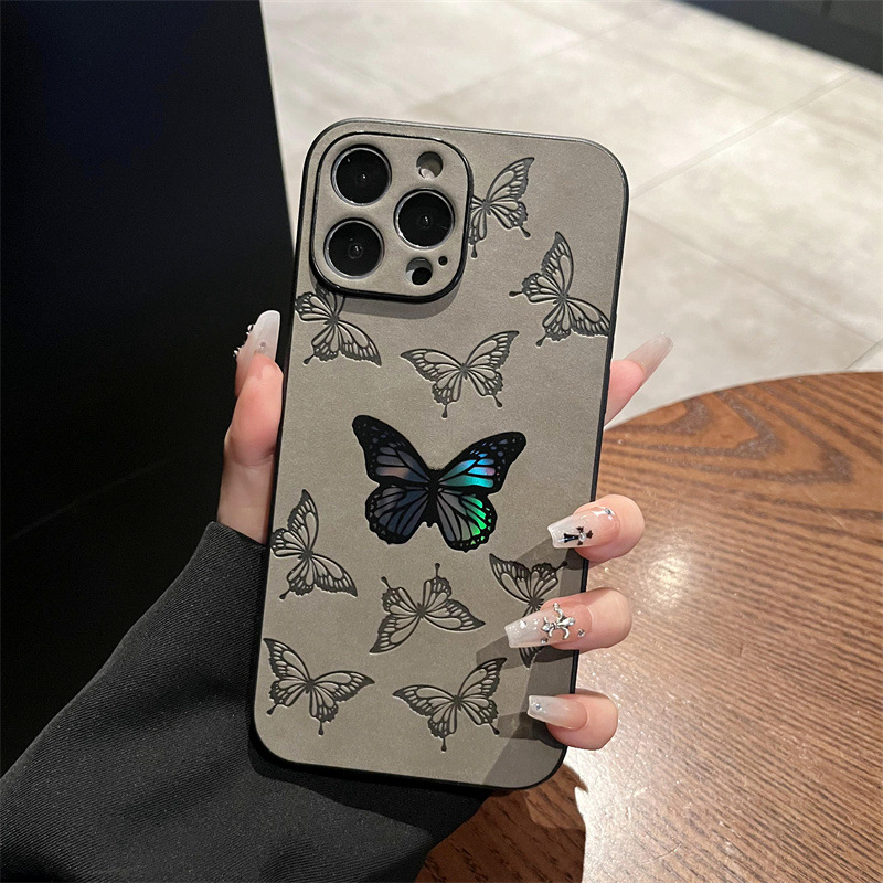 Butterfly Pattern PU Leather Phone Case For Iphone 11 12 13 14 15 Lens Protect Phone cover For Iphone 6/7/8/xr/xs