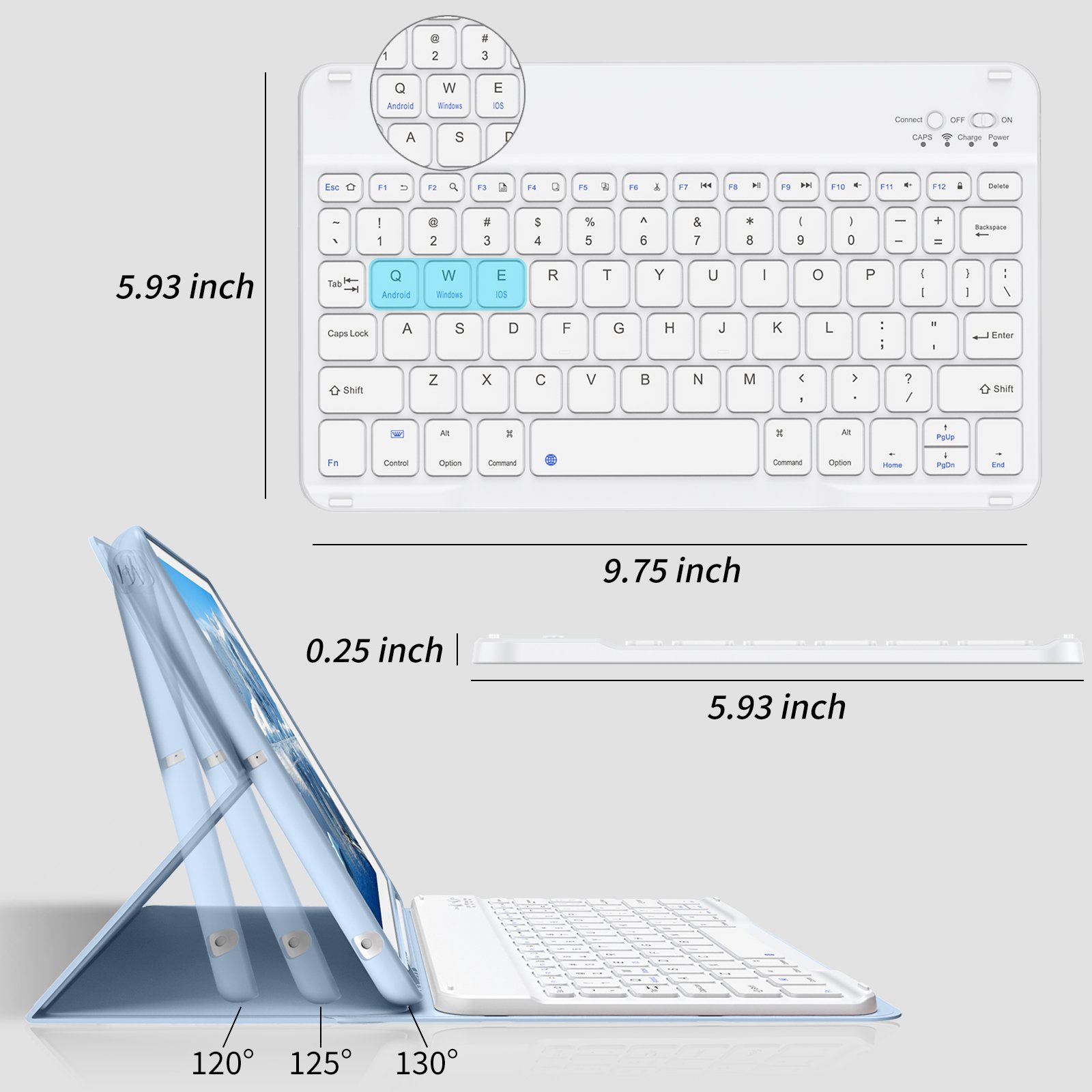 Kenke Silicon Leather Portable Wireless Keyboard Case Shockproof Soft Tablet Cover For Apple iPad 7th 8th 9th Gen 10.2 Inch
