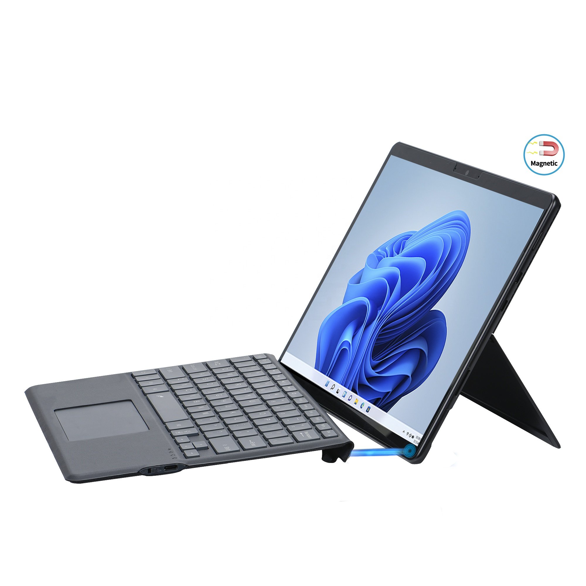 Lightweight Slim Wireless Keyboard for Microsoft Surface Pro 8/X Magic Backlight Keyboard Cover with Pen Slot