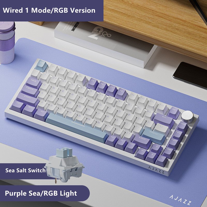 AK820 USB Wired RGB Gaming Mechanical Keyboard White/Black/Purple Customized 75% Layout Gasket Structure For Pc Computer