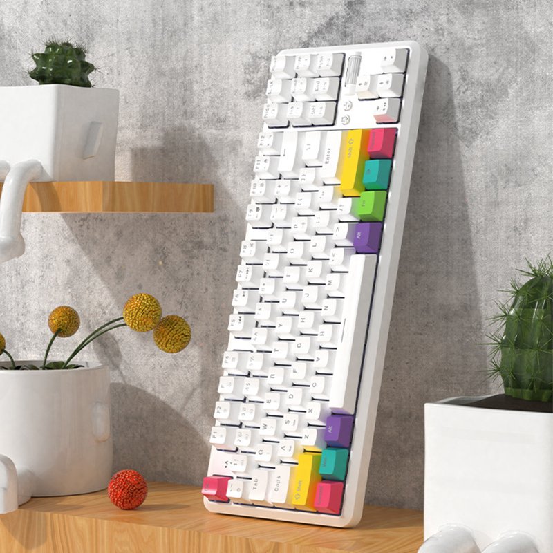 87 Keys Hot Swappable Mechanical Keyboard Bluetooth 5.0 2.4G Wireless With1.6M Type-C Wired Custom Mechanical Ergonomic Keyboard
