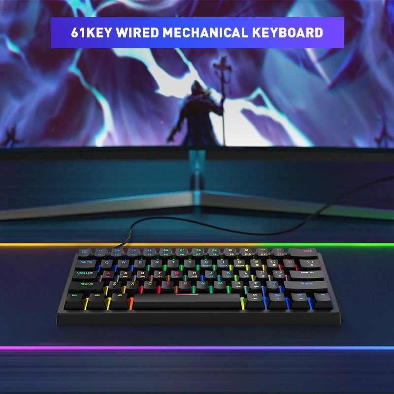 Tri-mode Wired 2.4G Bluetooth RGB 61 Keys Gaming Keyboard Wireless Mechanical Keyboard Blue switch 60 Percent Teclado Gamer