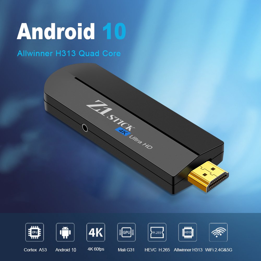 Top Quality H313 Dual WIFI 2G16G ATV with BT Voice Remote 4K Smart Android TV Sticker