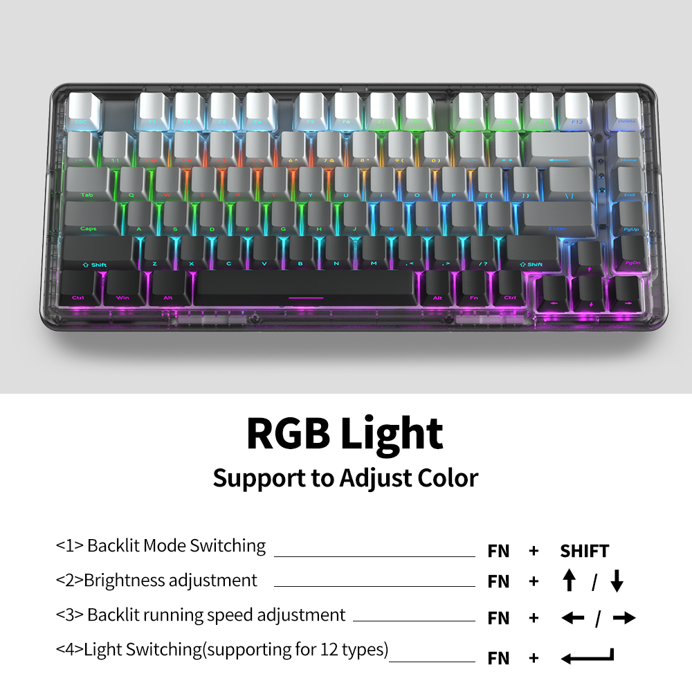 Mechanical Keyboard RGB Backlit Gaming Keyboard Gamer Gasket usb Wired Ergonomic 82 Keys White Axis Tecnologia Oem Teclado