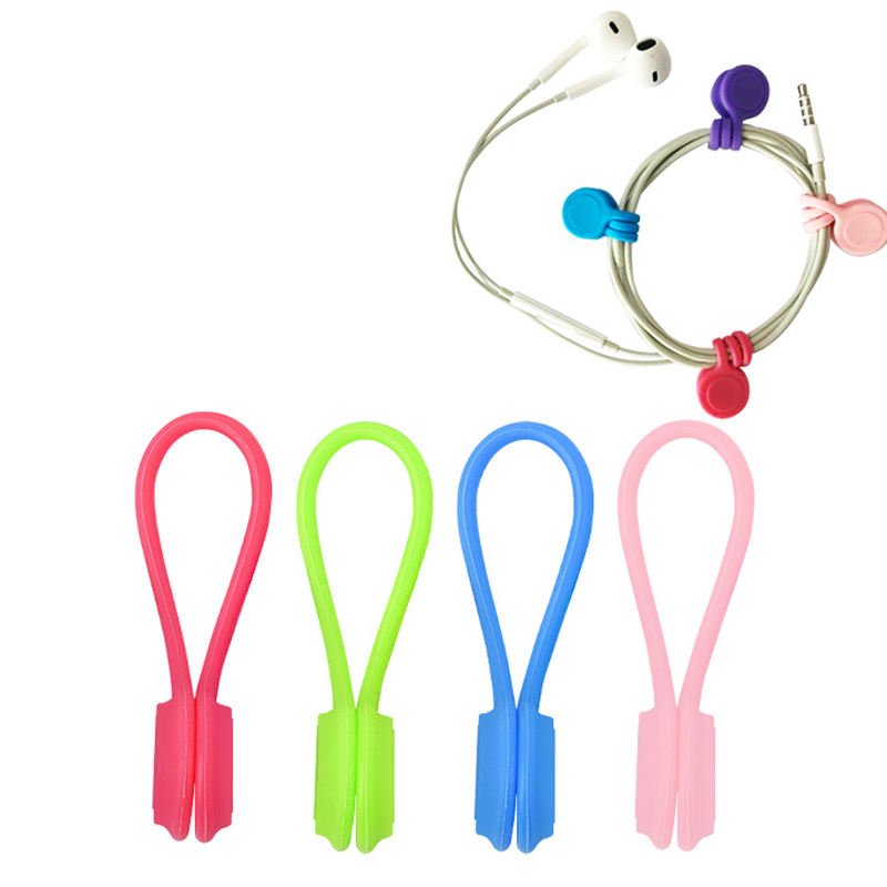 Customized Silicone rubber Strong Magnetic Cable Ties Twist Ties for Bundling and Organizing Cables Cords