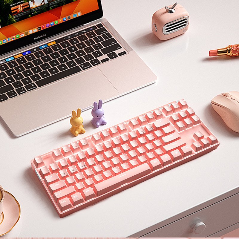 87 Keys Hot Selling Wireless Gaming Keyboard For Computer Green Switch Luminescent Mechanical Keyboard