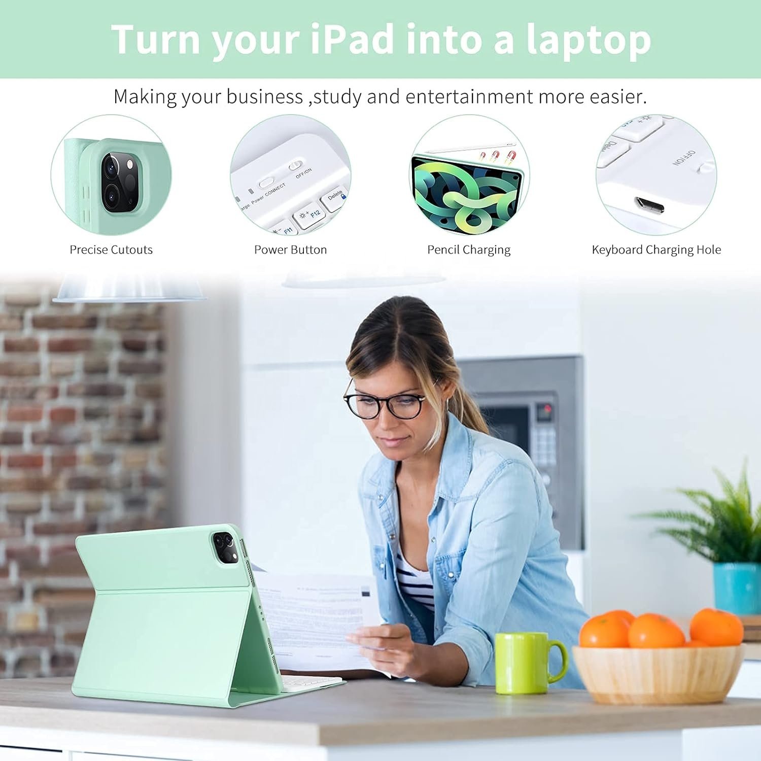 Keyboard Case for iPad Air 11 inch 2024 (M2) Pro 11(4th/3rd/2nd/1st) Gen 2022 Air 5th&4th Gen Case with Detachable Keyboard