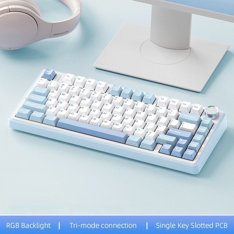 wired usb RGB LED light pc computer custom 2.4G wireless gaming mechanical switch 75% keyboard