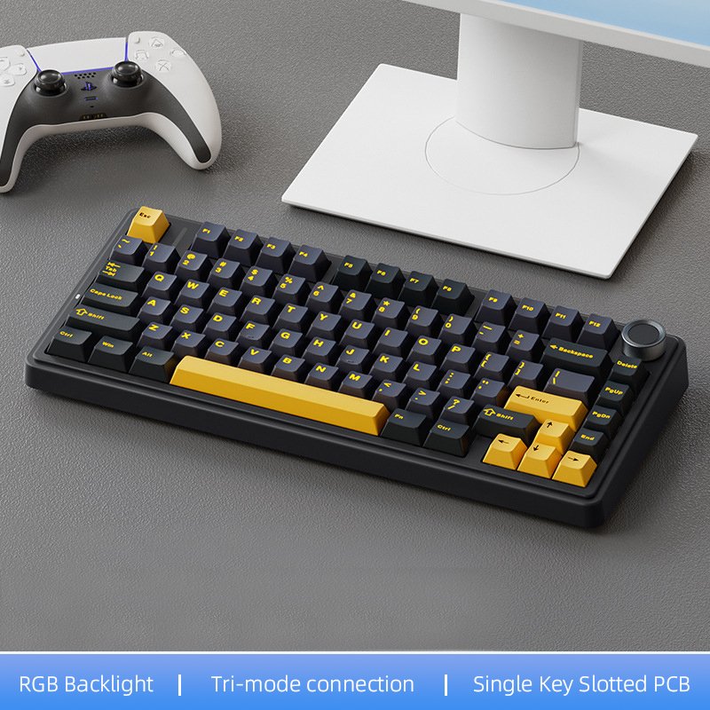 wired usb RGB LED light pc computer custom 2.4G wireless gaming mechanical switch 75% keyboard