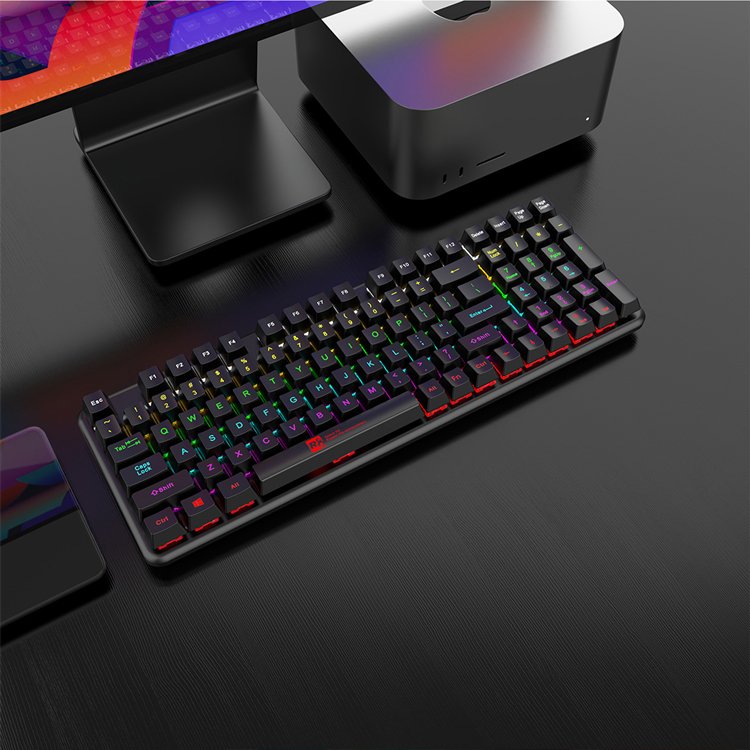 OEM 98 Keys Hot Sale Wired Wireless BT 2.4G RGB Swappable Green Blue Black Red Brown Switch Gaming Mechanical Keyboard For PC